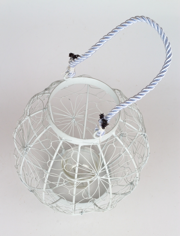 Kovová lampáš na čajovú sviečku biela