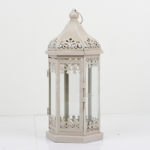 Kovová lampáš s patinou zdobená 36cm