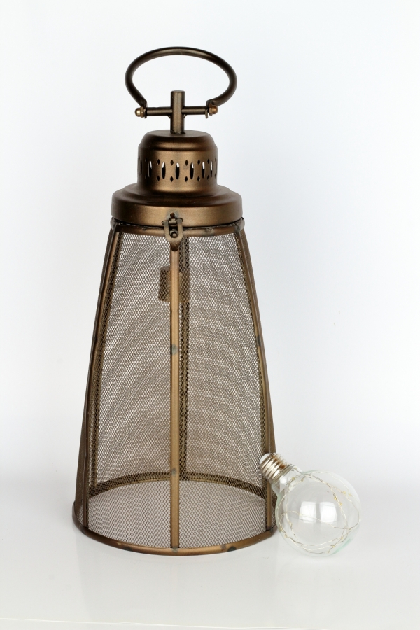 Kovová lampáš s žiarovkou 59cm