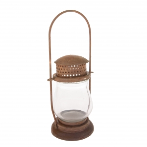 Kovový lampáš so sklom 34 cm