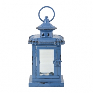 Kovová lucerna so závesom modrá