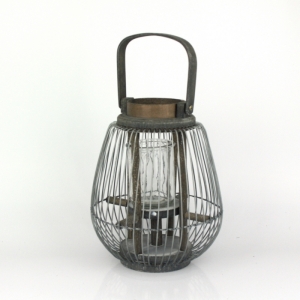 Kovová lucerna šedá 23cm