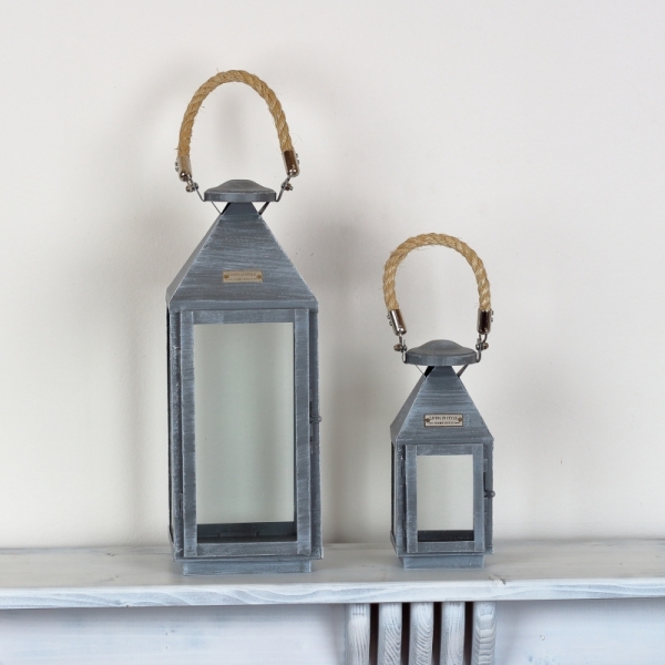 Kovová lucerna šedá najmenší 25cm