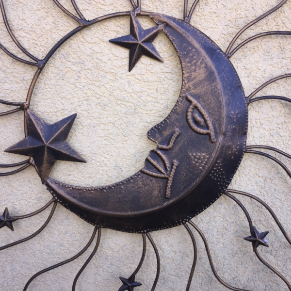 Kovová nástenná dekorácia mesiac 65cm