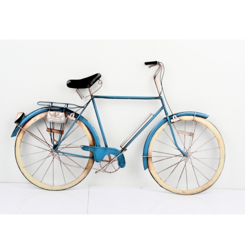 Kovová nástenná dekorácia modre bicykel 89x53x5cm RED