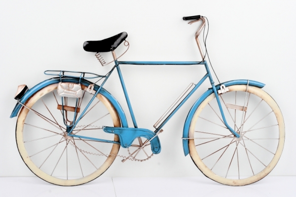 Kovová nástenná dekorácia modre bicykel 89x53x5cm RED