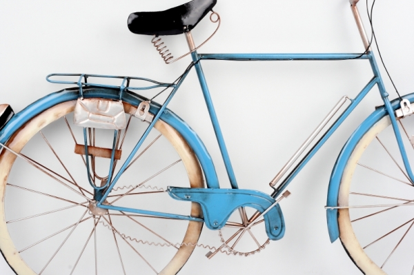 Kovová nástenná dekorácia modre bicykel 89x53x5cm RED