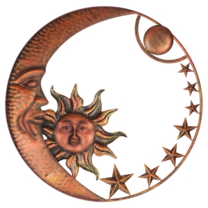 Kovová nástenná dekorácia slnka mesiac 51cm