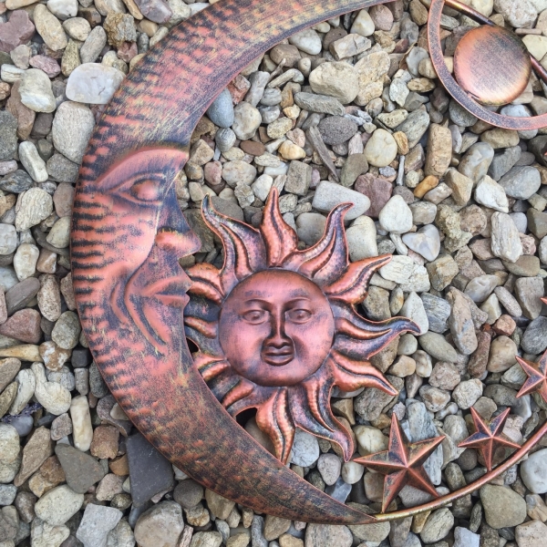 Kovová nástenná dekorácia slnka mesiac 51cm