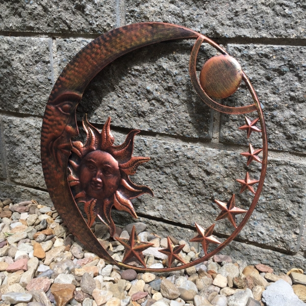 Kovová nástenná dekorácia slnka mesiac 51cm