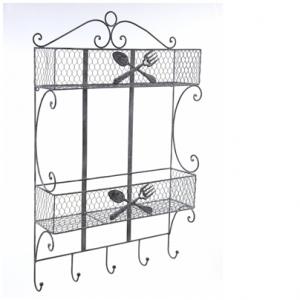 Kovová polica do kuchyne - motív príbory 80 cm