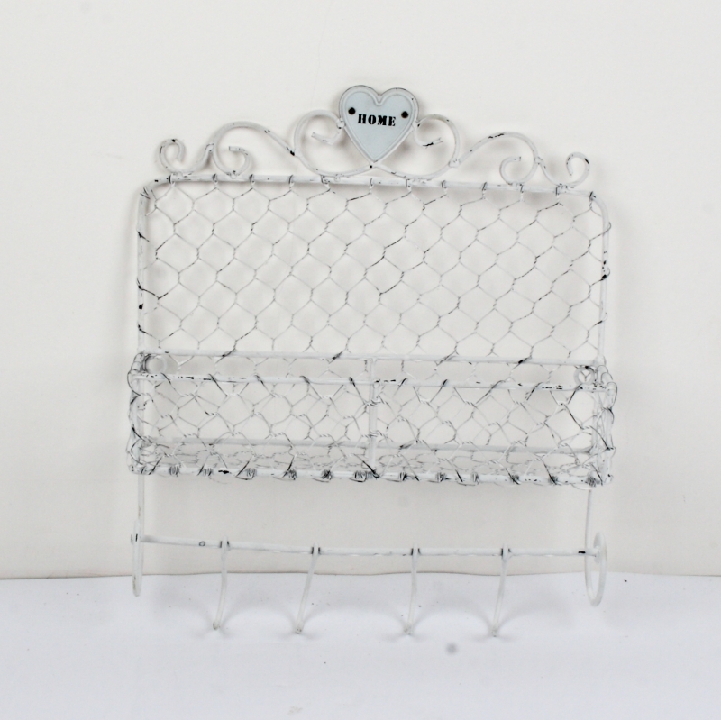 Kovová polička s háčikmi HOME 35,5x43cm