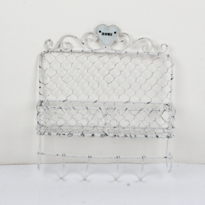 Kovová polička s háčikmi HOME 35,5x43cm