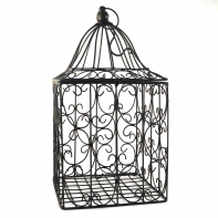 Kovová vtáčia klietka ako dekorácie 21x21x38cm