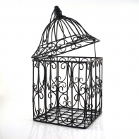 Kovová vtáčia klietka ako dekorácie 21x21x38cm