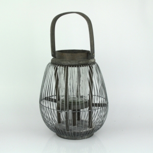 Kovová záhradné lampáš šedá 23cm