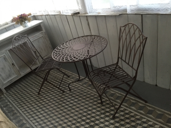 Kovová záhradná stolička Romantic 45x54,3x91,8cm