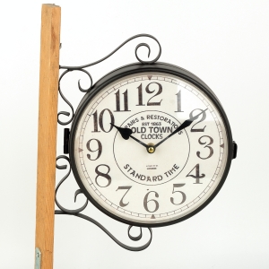 Kovové hodiny obojstranné Old town 27,5×34×7cm