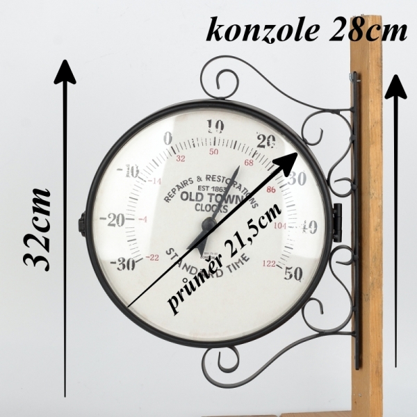 Kovové hodiny obojstranné Old town 27,5×34×7cm