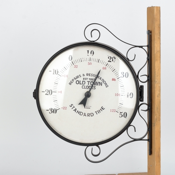 Kovové hodiny obojstranné Old town 27,5×34×7cm