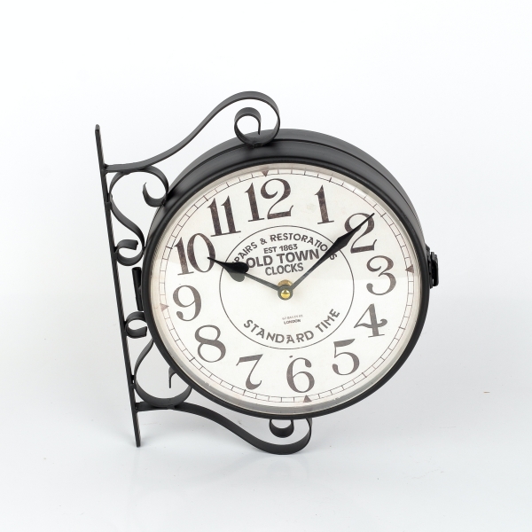 Kovové hodiny obojstranné Old town 27,5×34×7cm