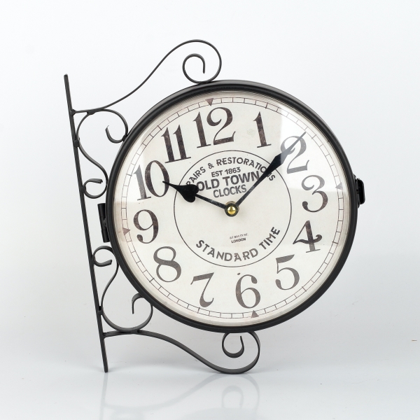 Kovové hodiny obojstranné Old town 27,5×34×7cm