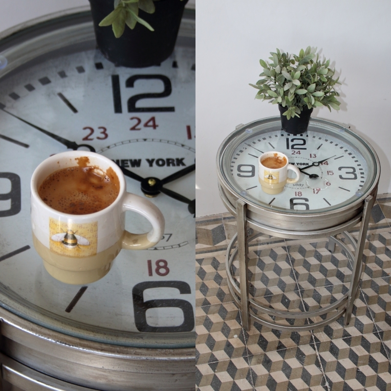 Kovový stôl - hodiny 42,4×54,2×42,4cm