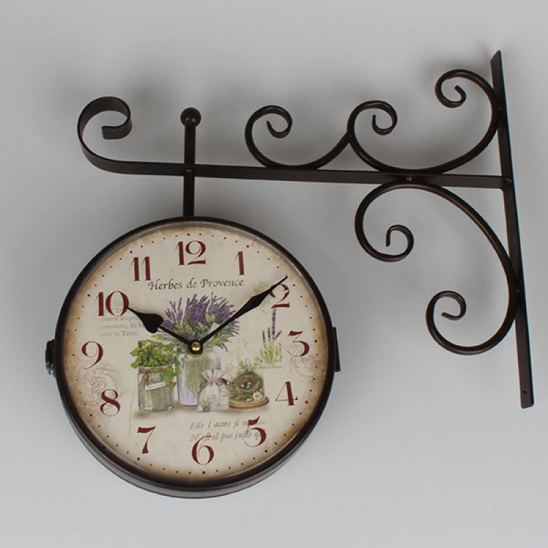 Kovové obojstranné hodiny Herbes de Provence 41cm