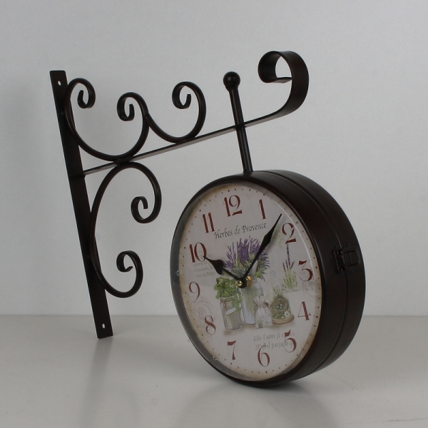 Kovové obojstranné hodiny Herbes de Provence 41cm