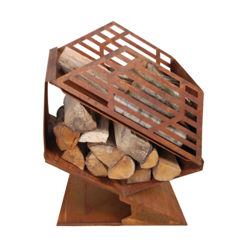 Kovové ohnisko so zásobníkom hrdzavé