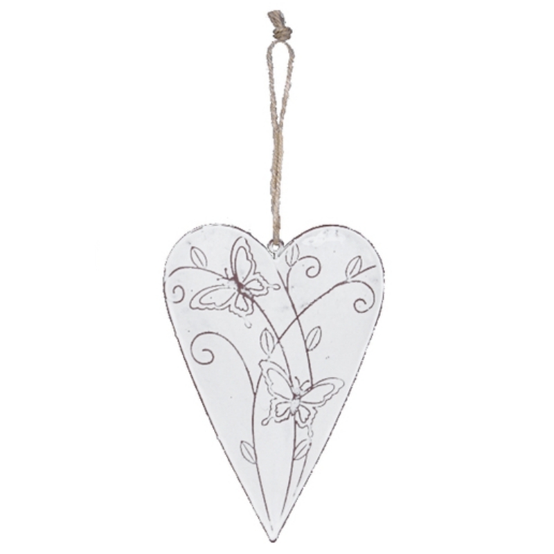 Kovové závesné srdce Jarné prebudenie - motýľ malé