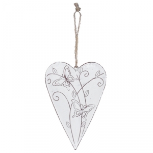 Kovové závesné srdce Jarné prebudenie - motýľ
