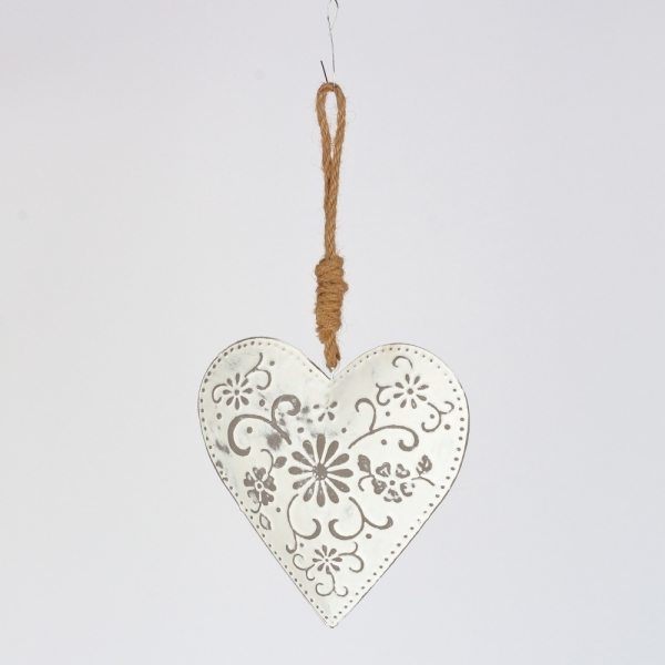 Kovové závesné srdce s motívom kvetín 13×22×3cm