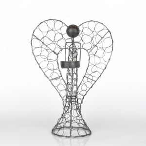 Kovový anjel svietnik 26cm