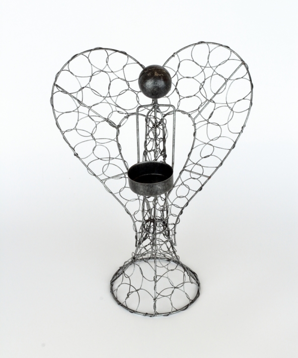 Kovový anjel svietnik 26cm