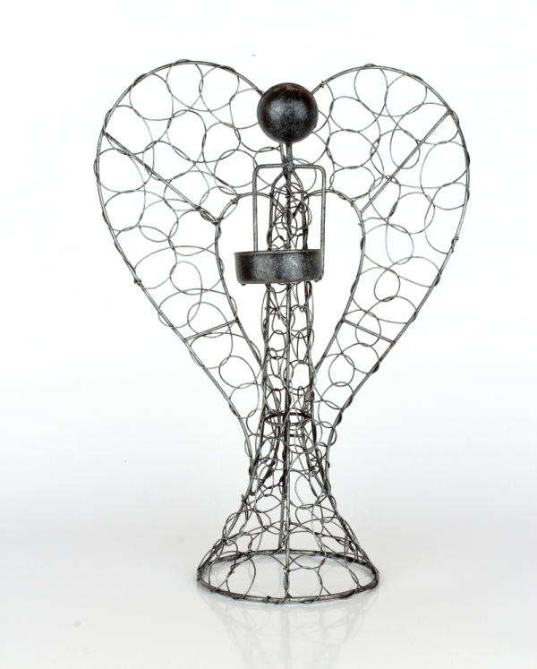 Kovový anjel svietnik 26cm