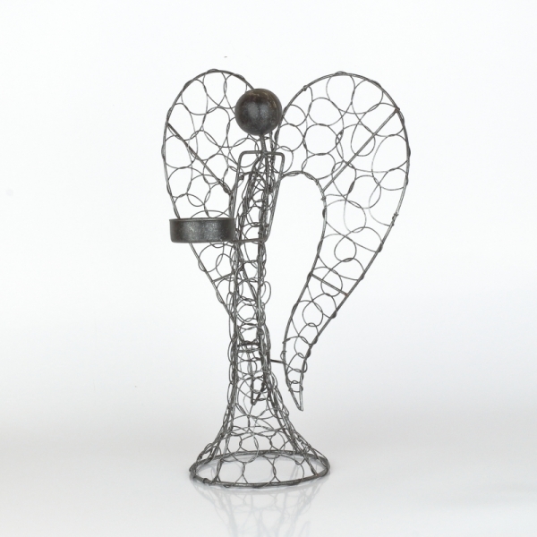 Kovový anjel svietnik 26cm