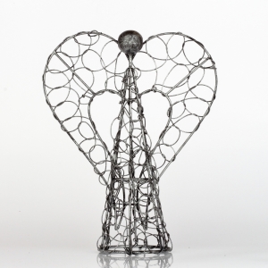 Kovový anjel svietnik na čajovú sviečku 26cm