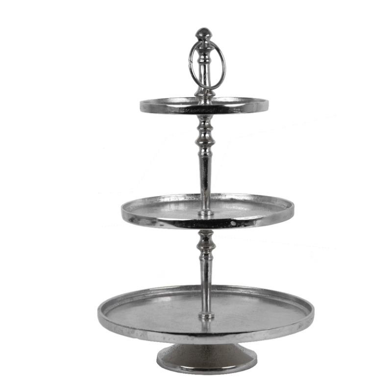 Kovový etažér trojposchodový strieborný cm 33x49