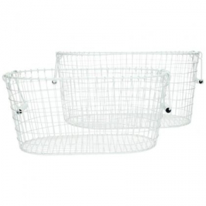 Kovový košík biely sada 2ks 45x29x22cm
