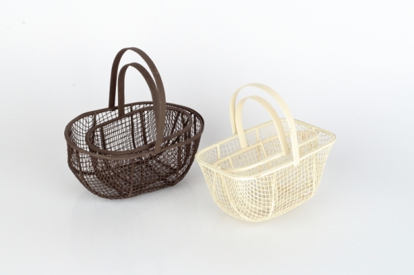 Kovový košík retro biely (set 2ks) 11,2 / 14cm 