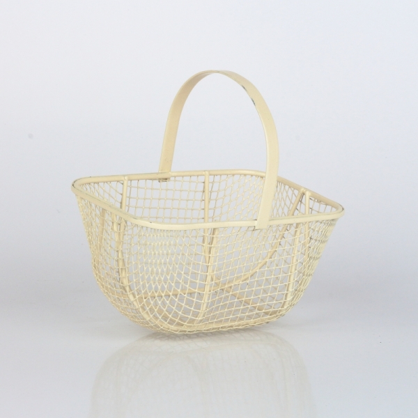 Kovový košík retro biely (set 2ks) 11,2 / 14cm 