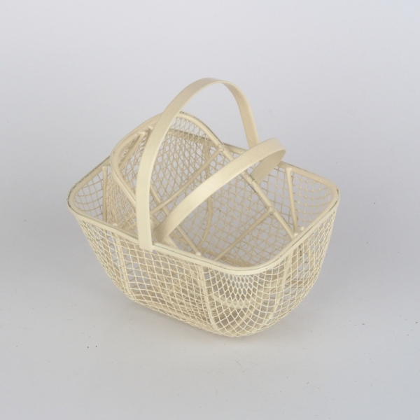 Kovový košík retro biely (set 2ks) 11,2 / 14cm 