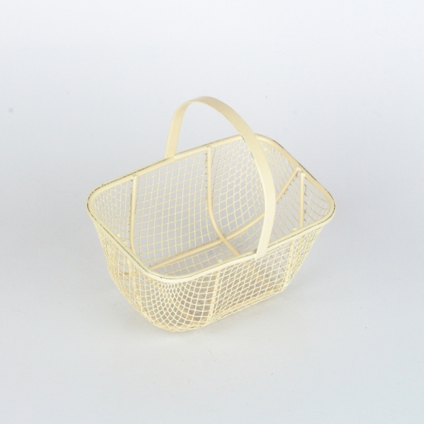 Kovový košík retro biely (set 2ks) 11,2 / 14cm 