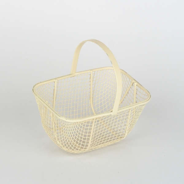 Kovový košík retro biely (set 2ks) 11,2 / 14cm 
