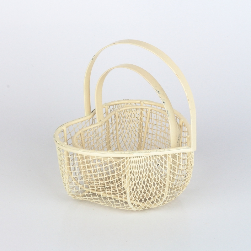 Kovový košík retro biely (set 2ks)