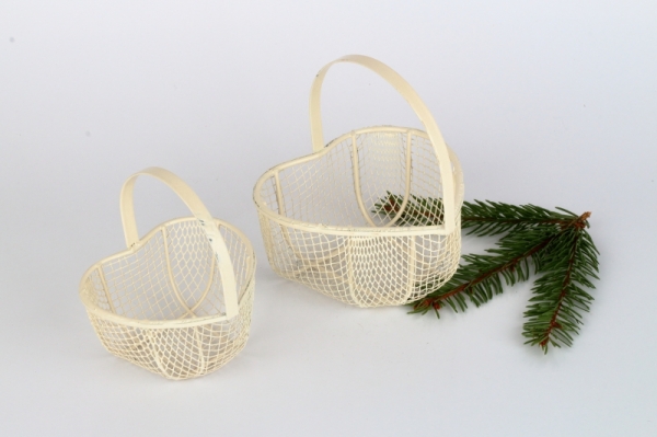 Kovový košík retro biely (set 2ks)