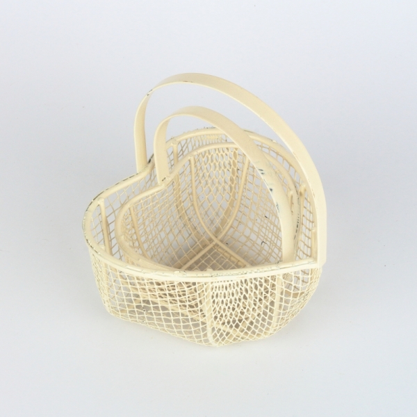 Kovový košík retro biely (set 2ks)