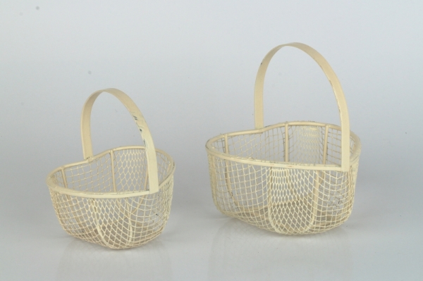 Kovový košík retro biely (set 2ks)