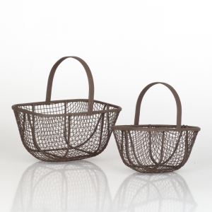 Kovový košík retro hnedý (set 2ks) 10,5 / 13cm